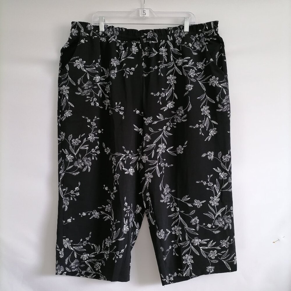 Any Hold Womens Black High Rise Y2K Preppy Floral Print Pull On Pants Size 3XL